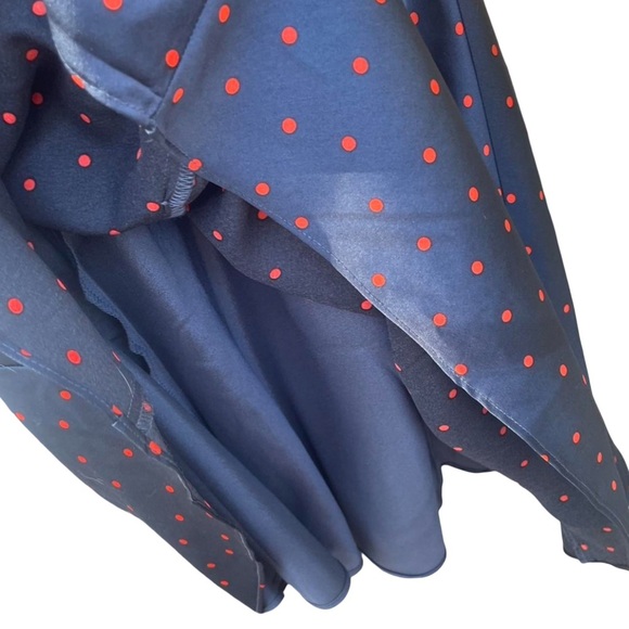 ASOS polka dot Womens 8 Satin Tie Front Midi Dress Button Detail Navy - Picture 4 of 11